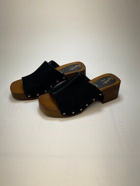 Seychelles Women's Scene Black Suede Heeled Sandal Sz 7